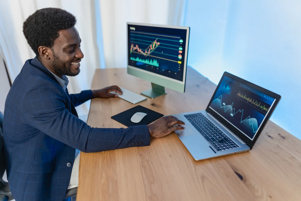 Trader managing emotions and maintaining discipline while monitoring open positions