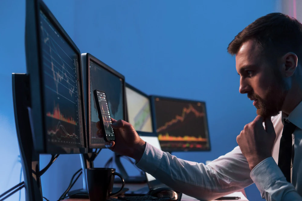 Trader calmly focusing and following a structured trading plan